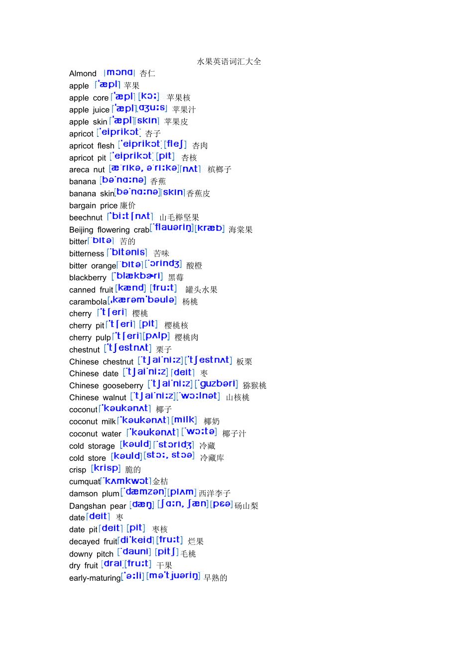 水果英语词汇大全_带音标 (2)_第1页