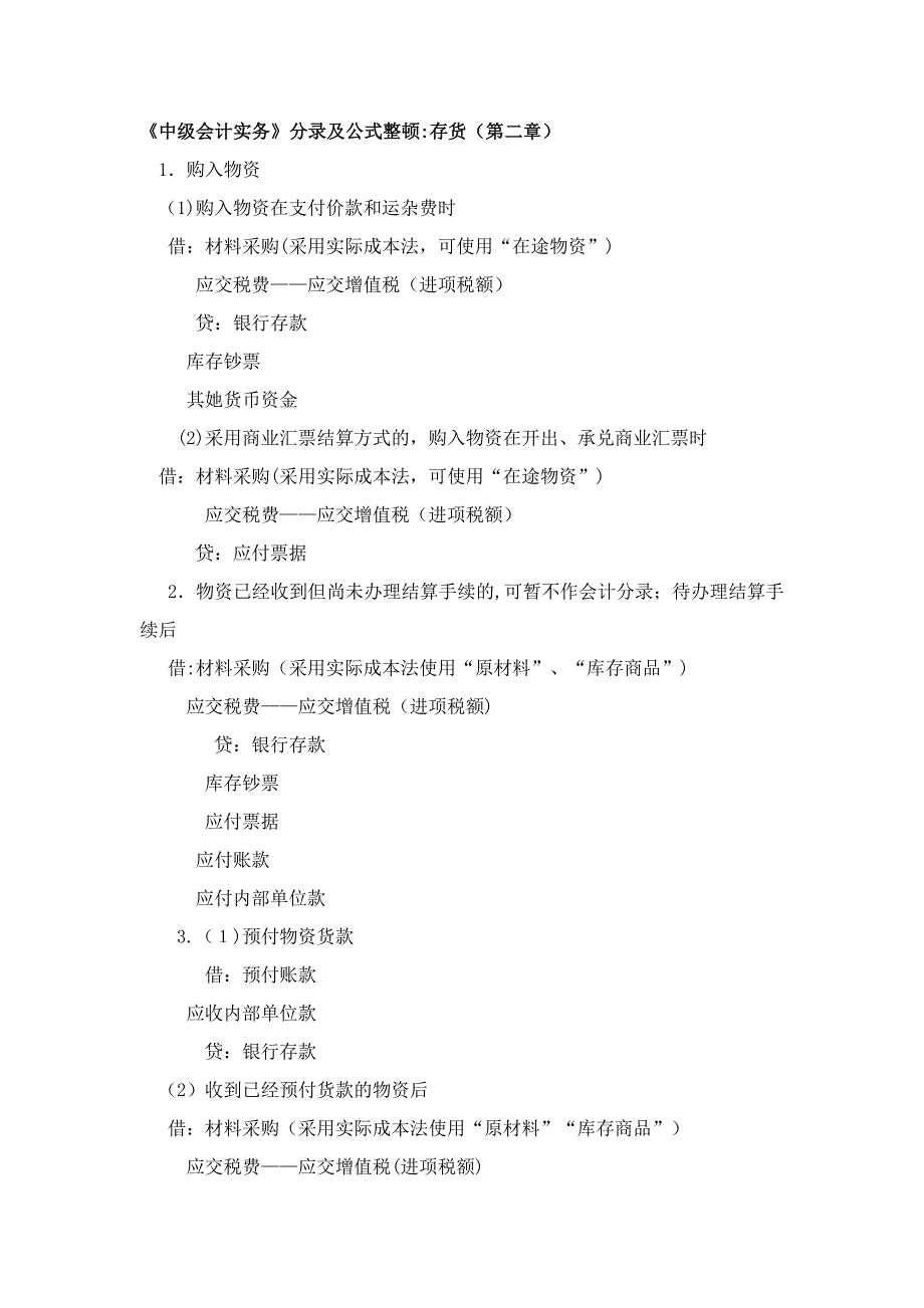 中级会计实务分录大全-考试必备_第1页