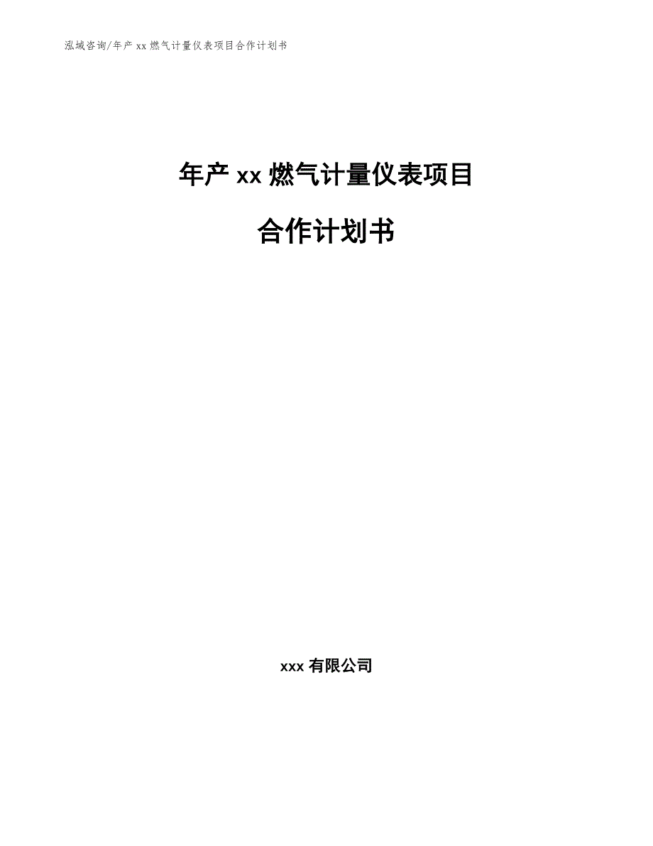 年产xx燃气计量仪表项目合作计划书_第1页