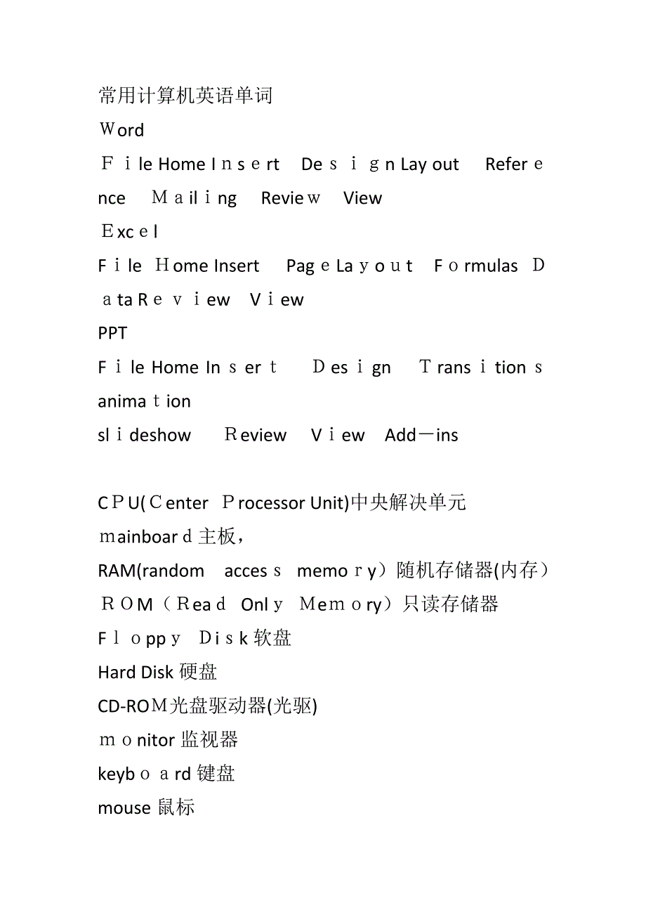 常用计算机英语单词(实用)_第1页