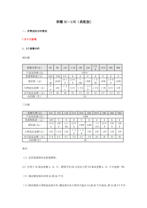 荣耀3C-LTE(高配版)存费送机、四G三G一体化套餐和预付费终端合约计划