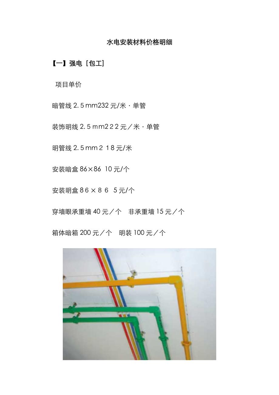 水电安装材料价格明细_第1页