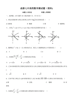 成都七中高数学测试题(圆锥曲线)(理科)