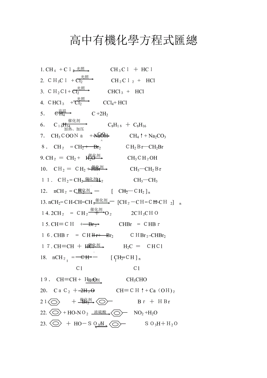 高中所有有机化学方程式._第1页