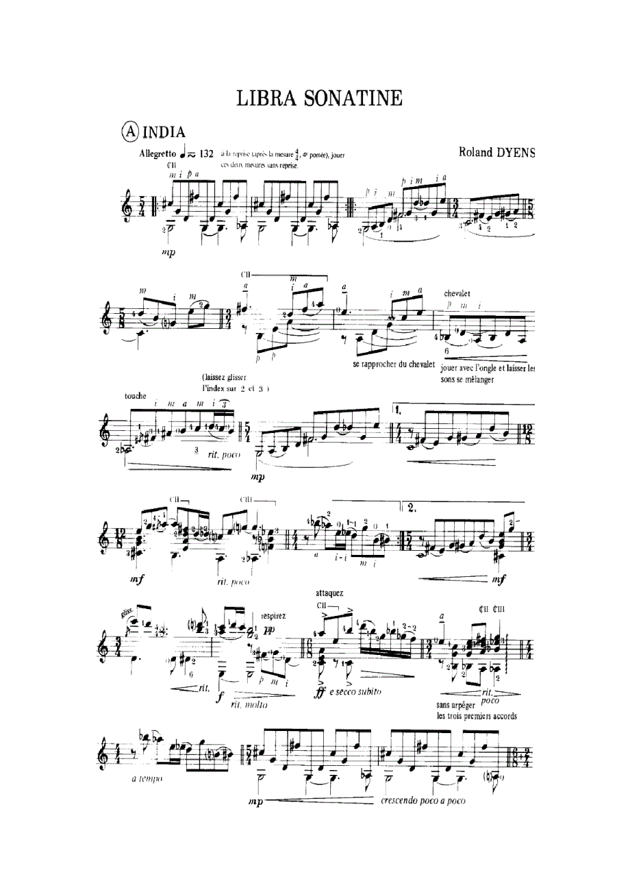 天秤座小奏鸣曲,Libra Sonatine;迪安斯,Roland Dyens(古典吉他谱)_第1页
