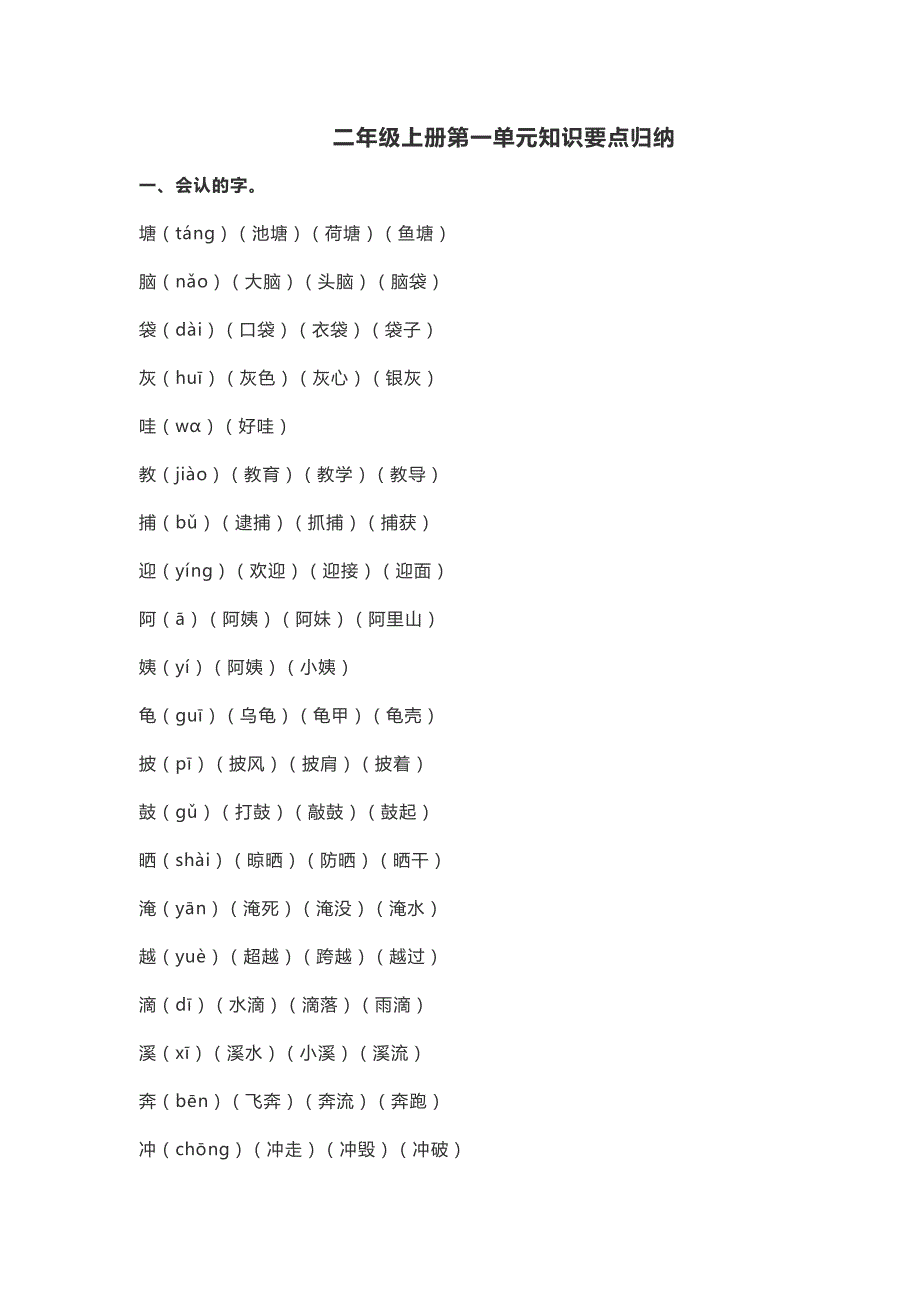 二年级语文期中知识点归纳_第1页