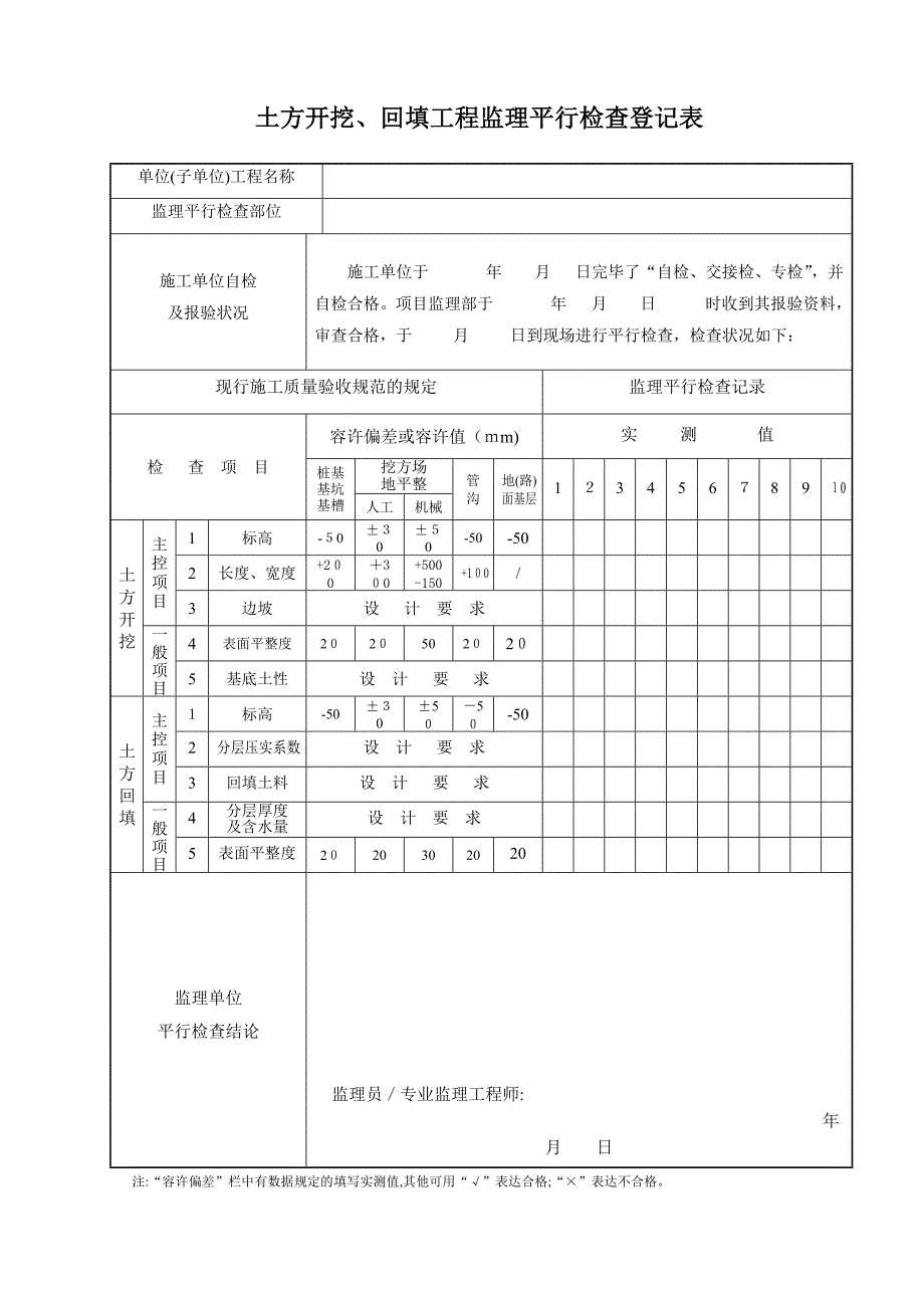 监理平行检查记录表_第1页