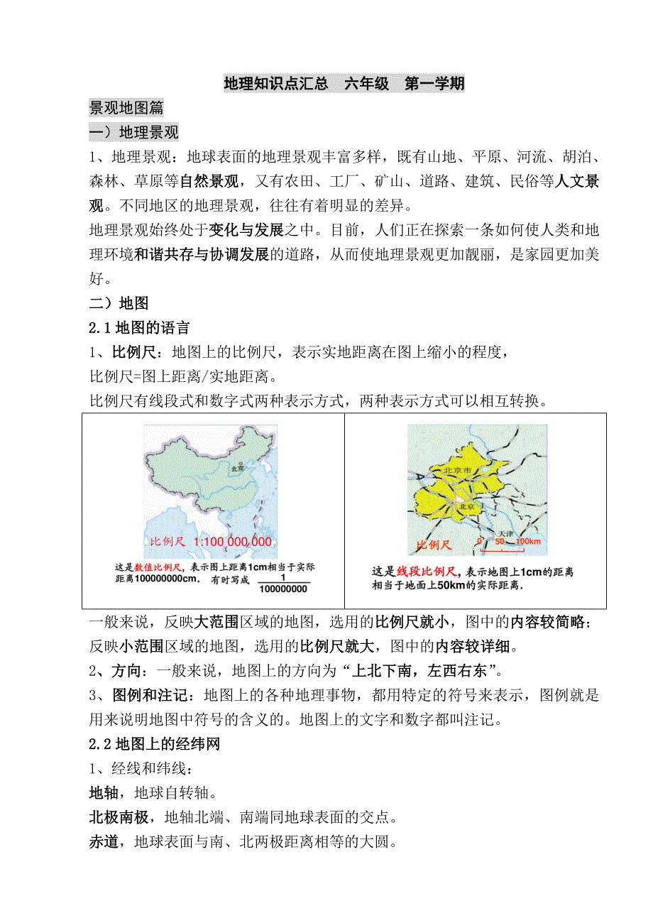 上海初中地理会考知识点汇总――六年级第一学期牛津版_第1页