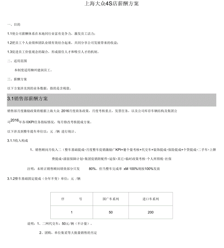 汽车4S店薪酬方案_第1页