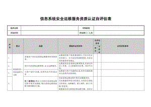 信息系统安全运维服务资质认证自评估表