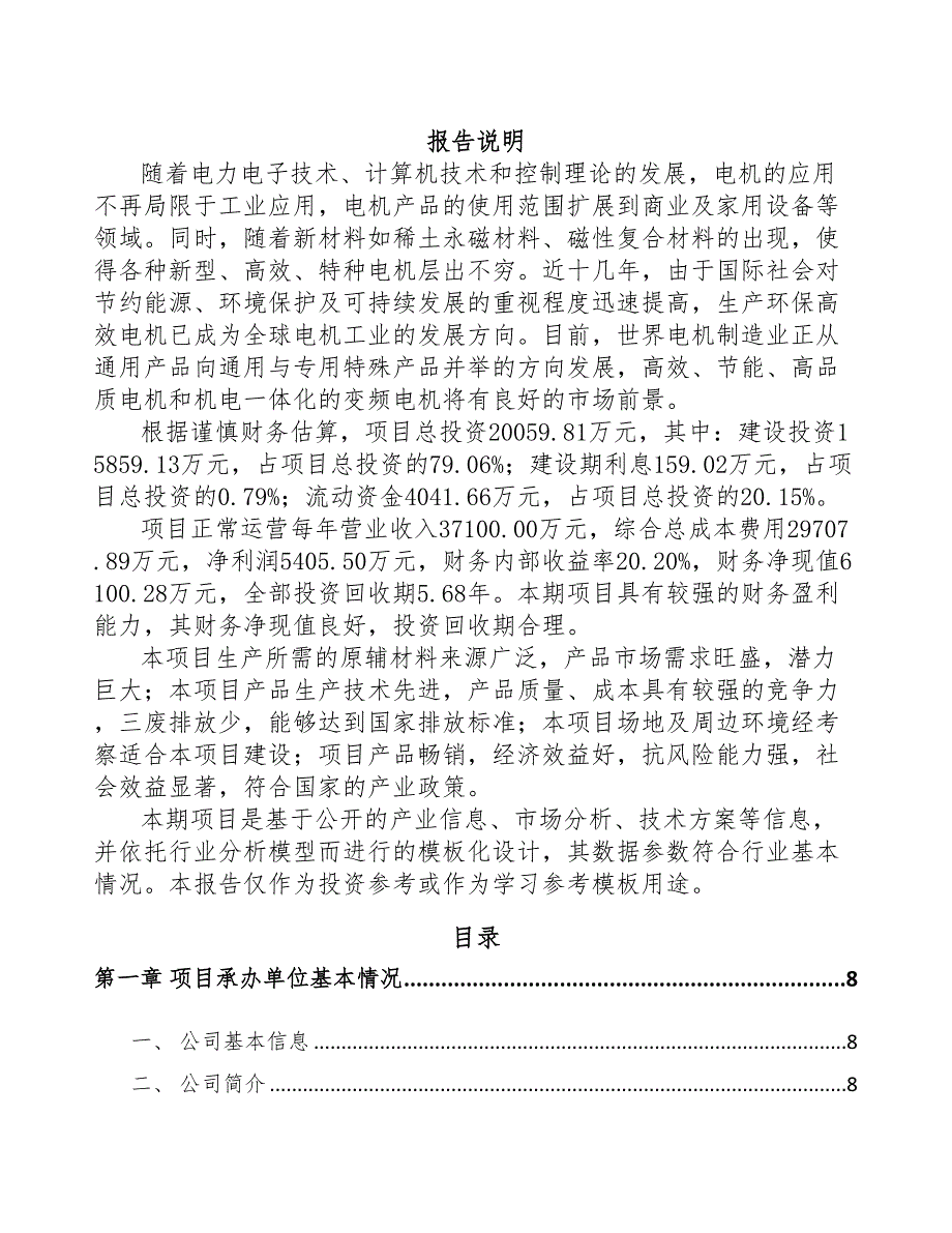 娄底电动机项目可行性研究报告(DOC 85页)_第1页