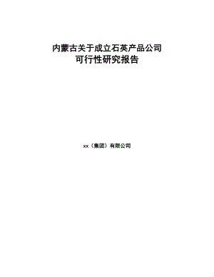 内蒙古关于成立石英产品公司可行性研究报告(DOC 81页)
