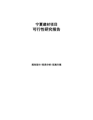 宁夏建材项目研究报告(DOC 91页)