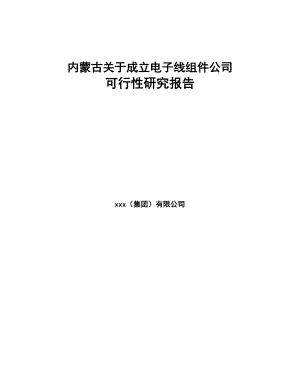 内蒙古关于成立电子线组件公司可行性研究报告(DOC 88页)