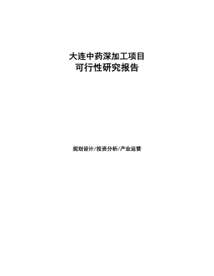 大连中药深加工项目可行性研究报告-(1)(DOC 97页)