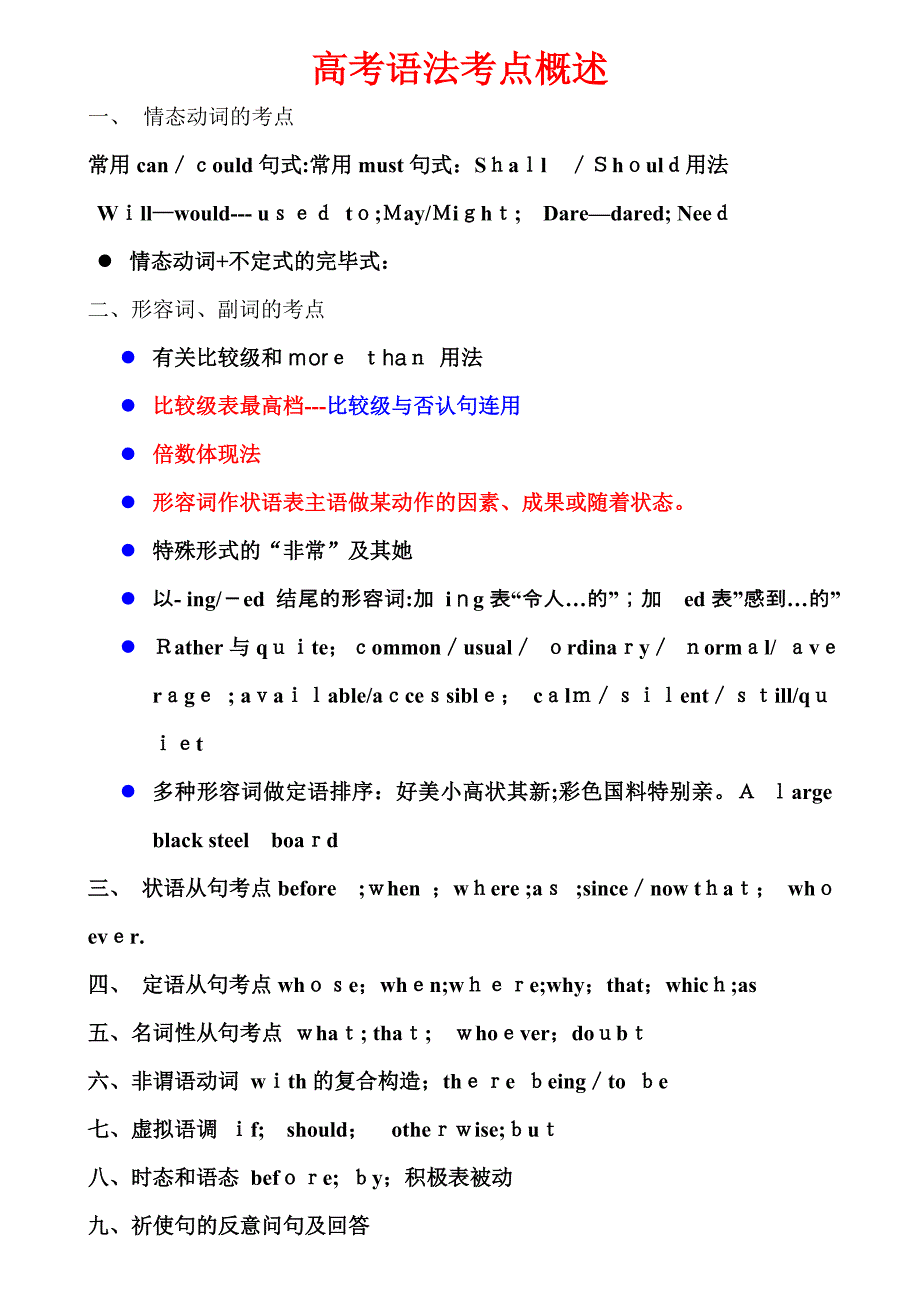 高考英语语法考点_第1页