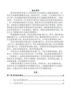 南宁游戏游艺设备项目可行性研究报告(DOC 55页)