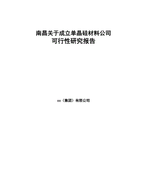 南昌关于成立单晶硅材料公司可行性研究报告(DOC 81页)