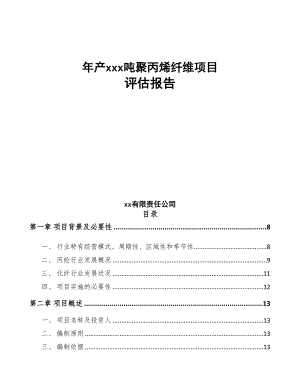 年产xxx吨聚丙烯纤维项目评估报告(DOC 81页)