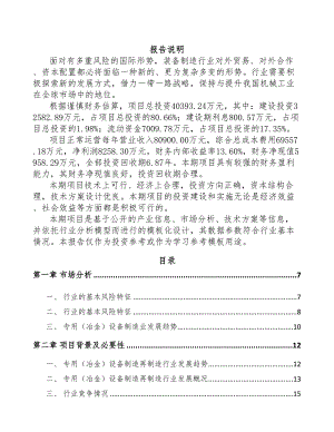 年产xxx套冶金设备项目计划书(DOC 72页)