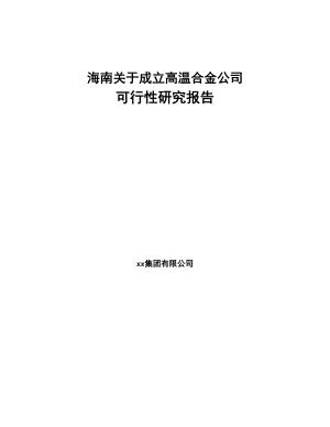 海南关于成立高温合金公司可行性研究报告(DOC 89页)