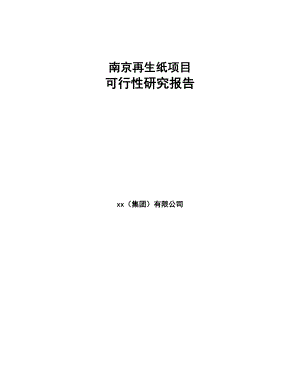 南京再生纸项目可行性研究报告(DOC 102页)