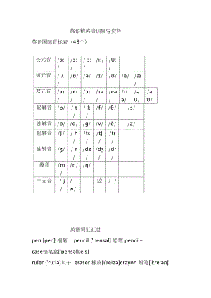 小学英语词汇汇总(所有单词附带音标)修改版(2)(DOC 20页)