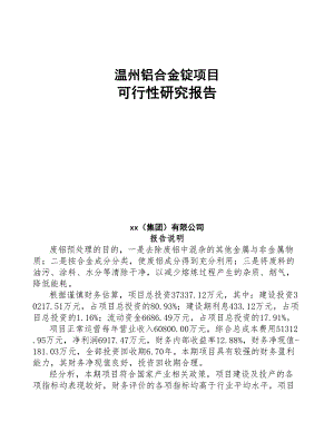 温州铝合金锭项目可行性研究报告(DOC 55页)