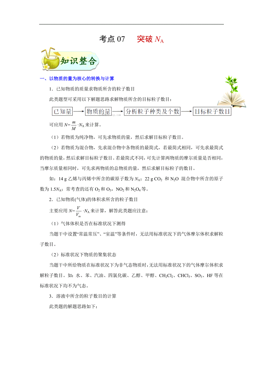 高考全攻略之备战2018年高考化学考点一遍过：专题07-突破NA_第1页