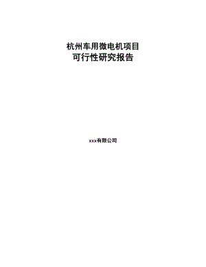 杭州车用微电机项目可行性研究报告(DOC 103页)