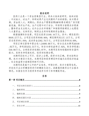 郑州化学药品制剂项目可行性研究报告(DOC 87页)
