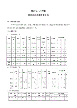 -三至五年级科学统考质量分析