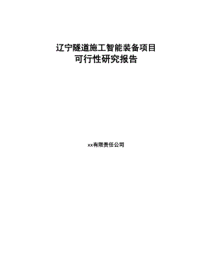 辽宁隧道施工智能装备项目可行性研究报告(DOC 81页)