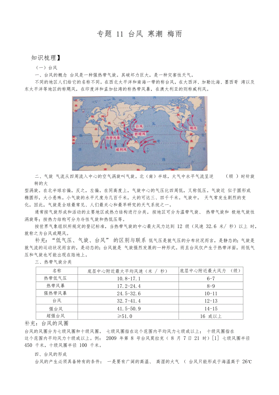 地理专题11台风寒潮梅雨_第1页