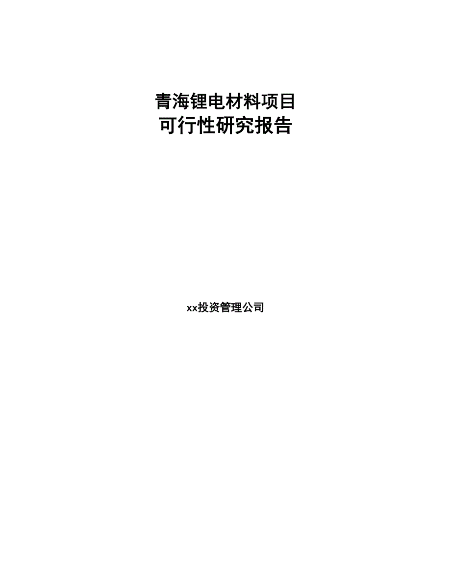 青海锂电材料项目可行性研究报告(DOC 65页)_第1页