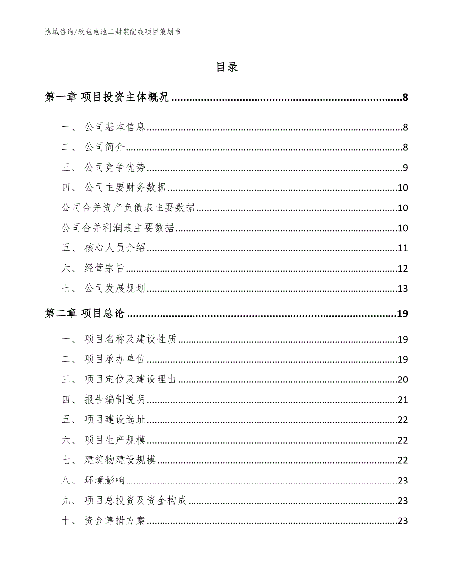 软包电池二封装配线项目策划书范文模板_第1页