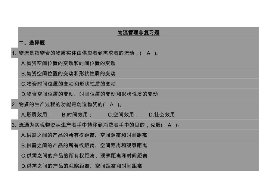 物流管理考试复习题(附答案)汇总(DOC 15页)_第1页