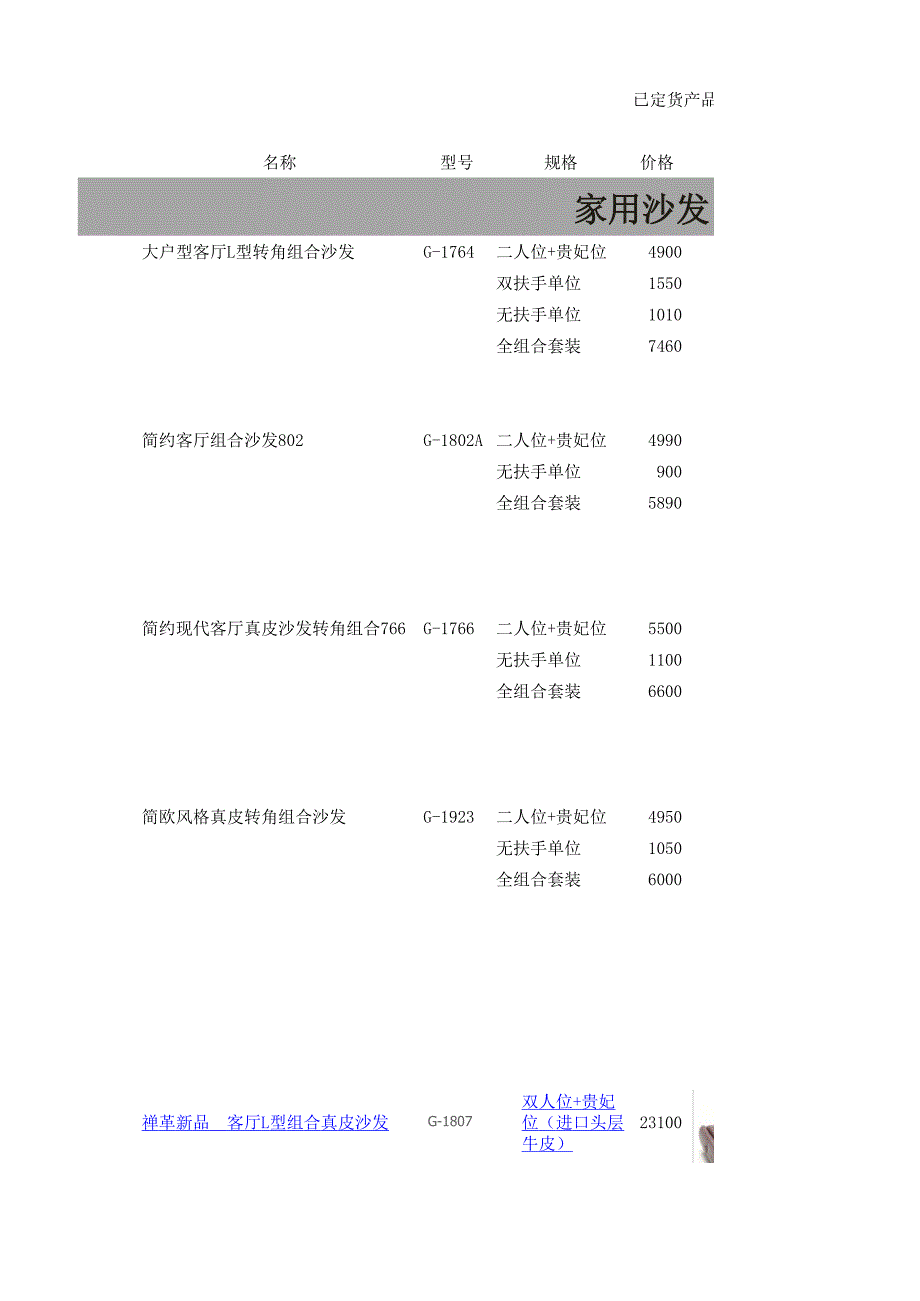 沙發(fā)、椅子、包包產(chǎn)品表_第1頁