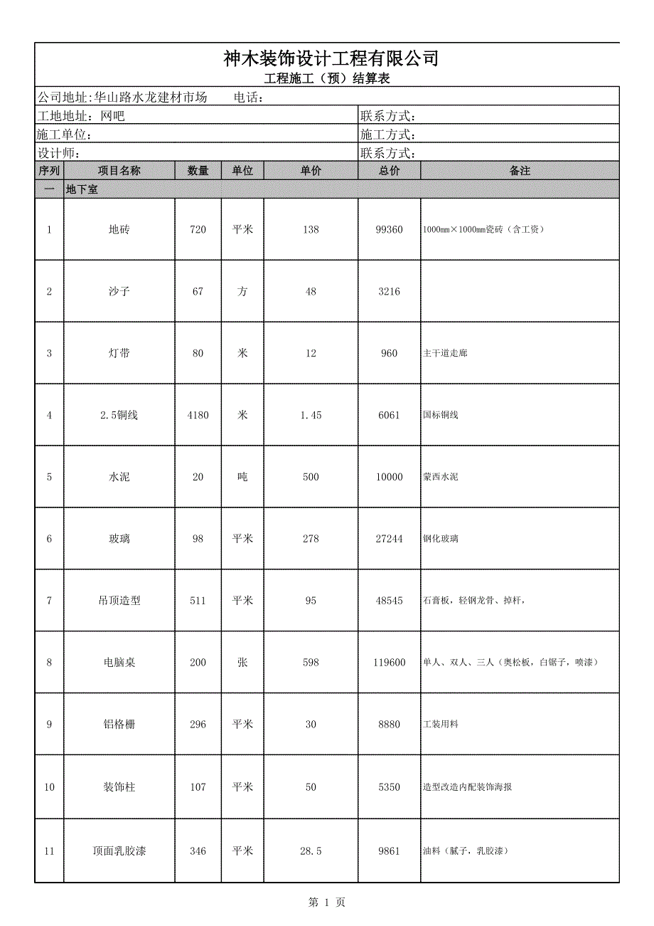 網(wǎng)吧裝修預(yù)算_第1頁