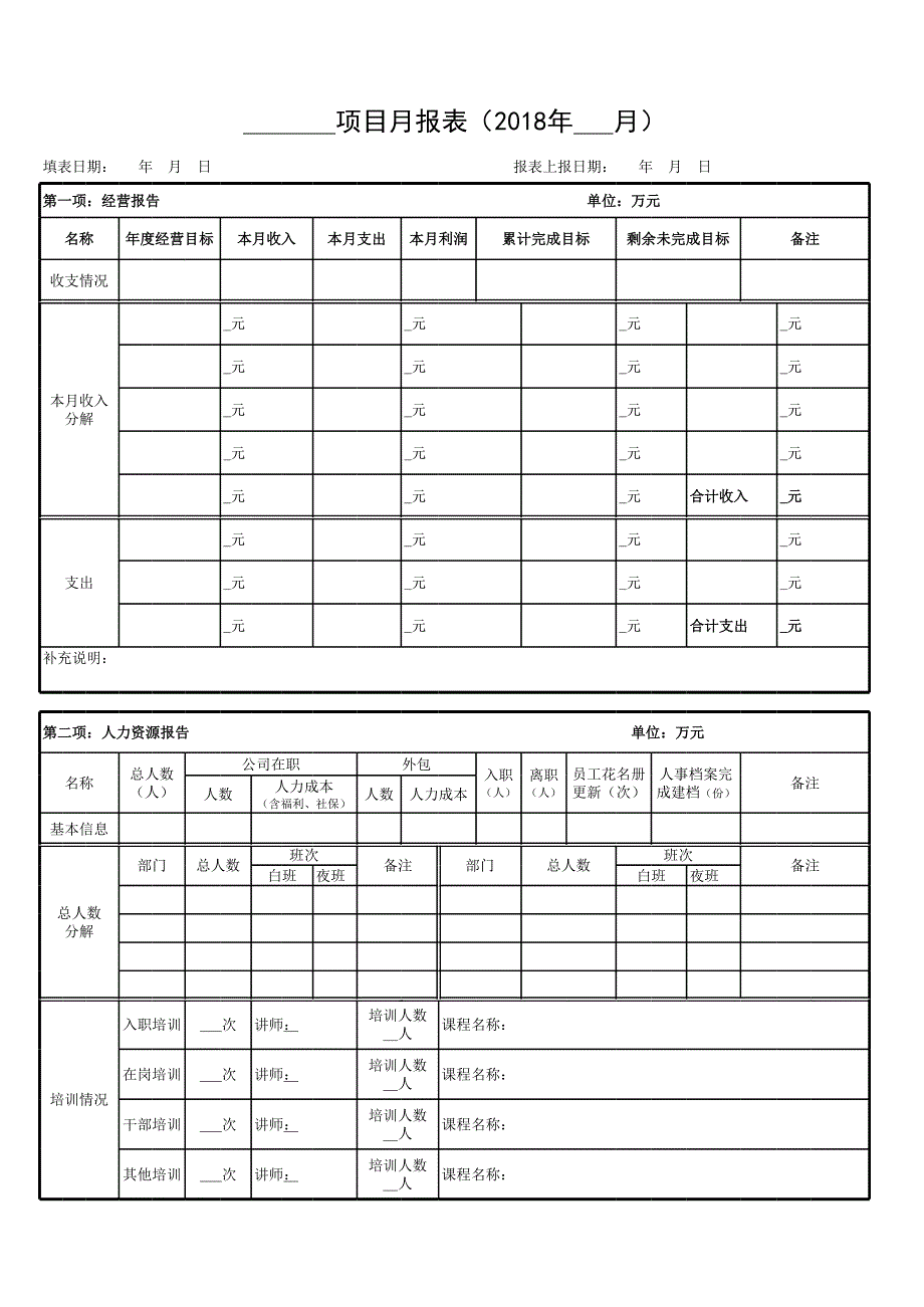 物業(yè)公司(—項(xiàng)目部)月報(bào)表(范本)_第1頁