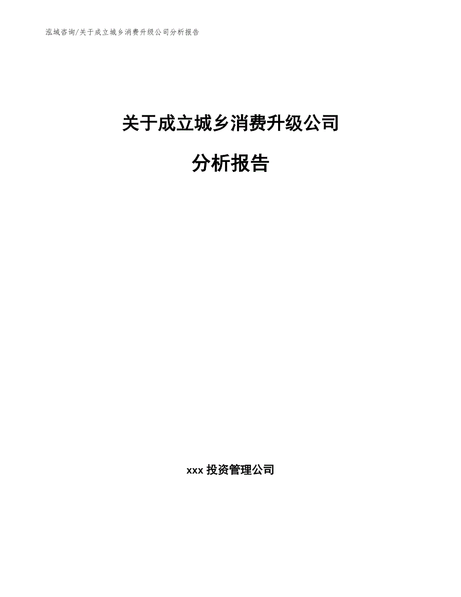 关于成立城乡消费升级公司分析报告_模板_第1页