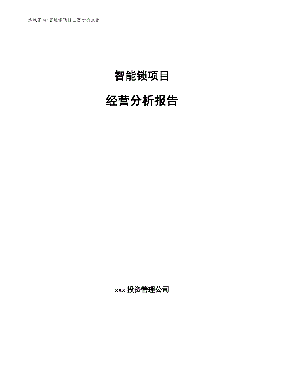 智能锁项目经营分析报告（范文）_第1页