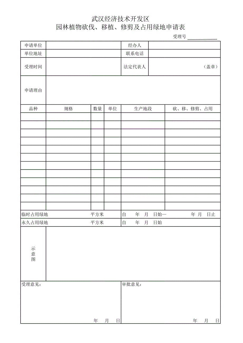 園林占地申請表_第1頁