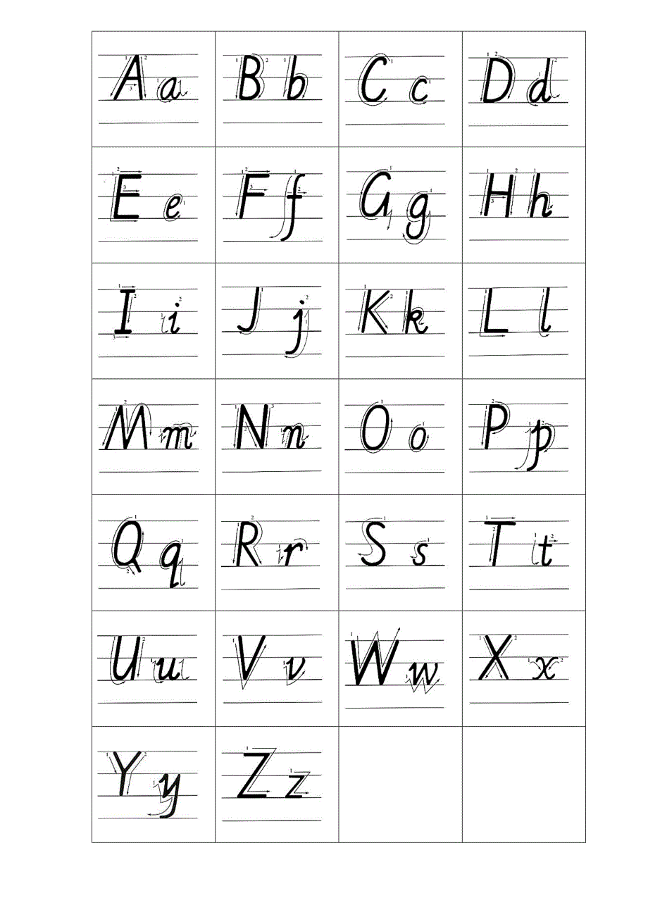 26个英文字母书写标准及练习表格_第1页