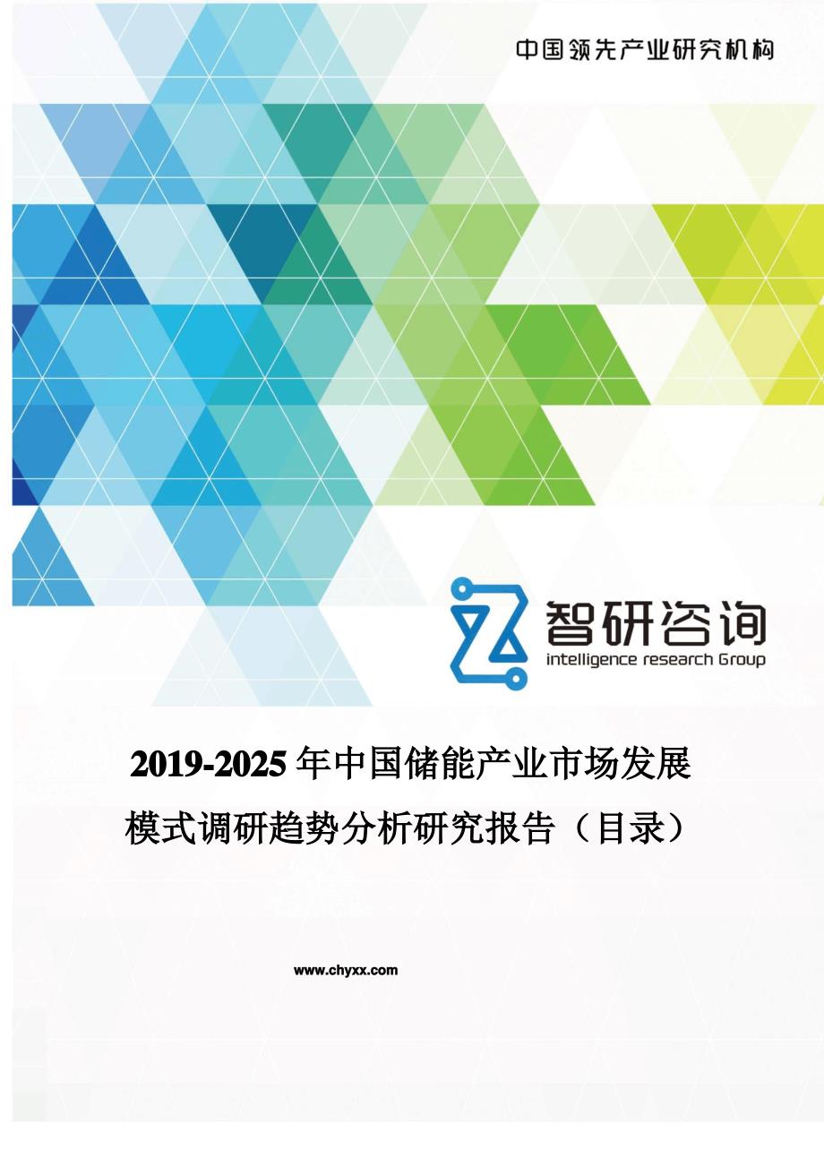 2019-2025年中国储能产业市场发展模式调研报告(目录)_第1页