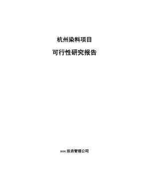 杭州染料项目可行性研究报告