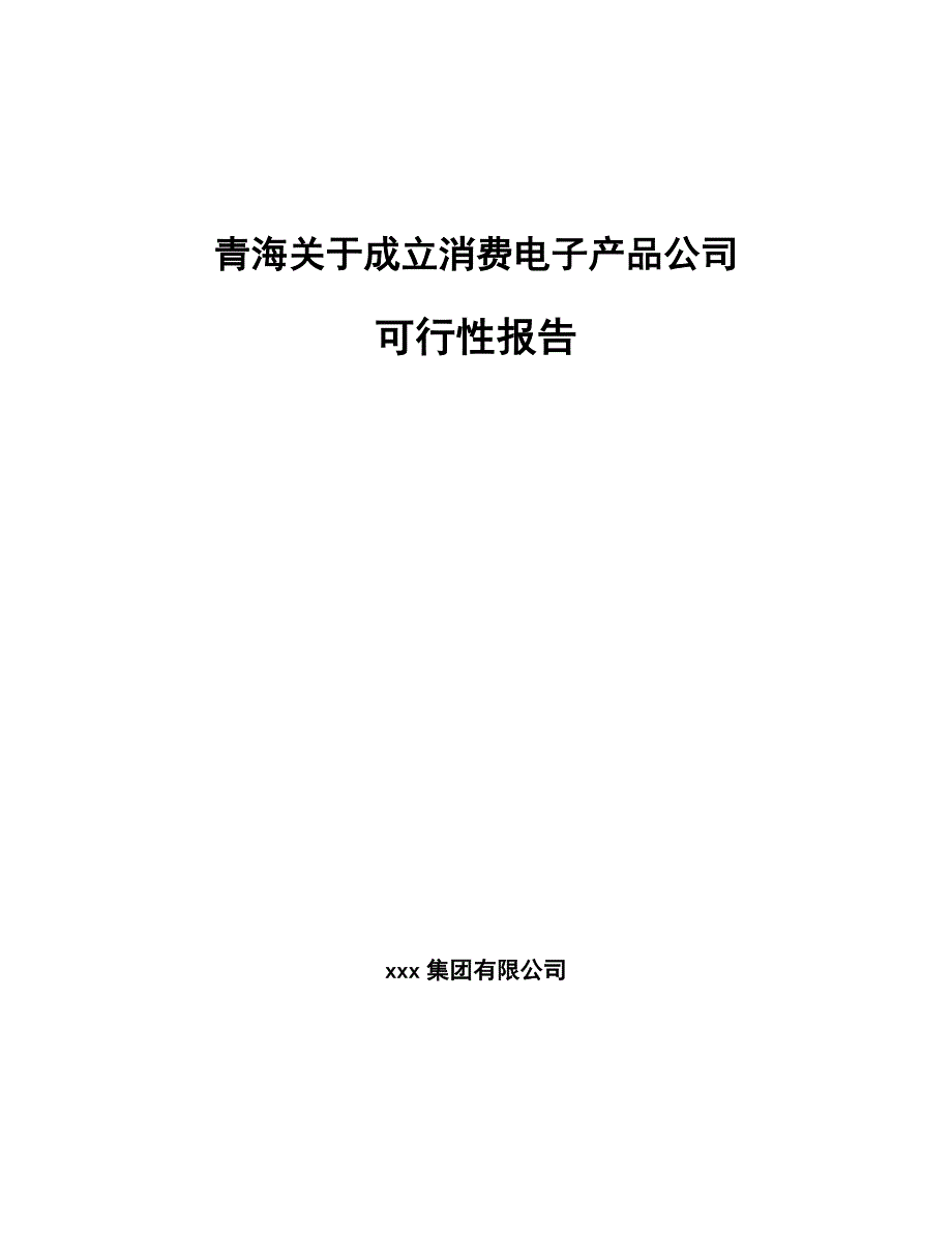 青海关于成立消费电子产品公司可行性报告_第1页