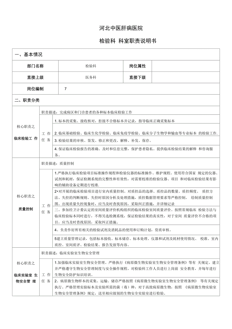 医院检验科岗位说明书_第1页