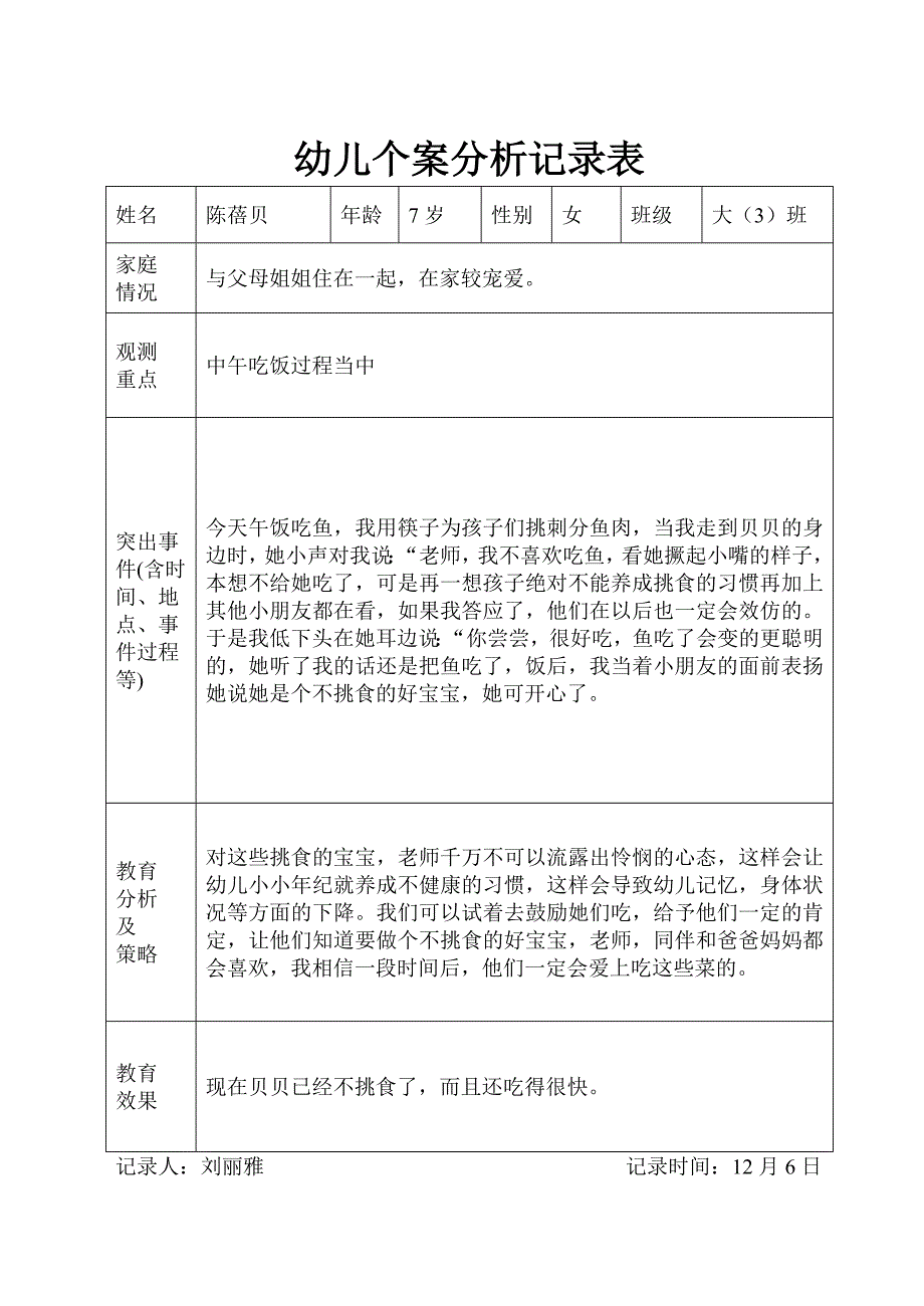 刘刘幼儿个案分析记录表实用文档_第1页