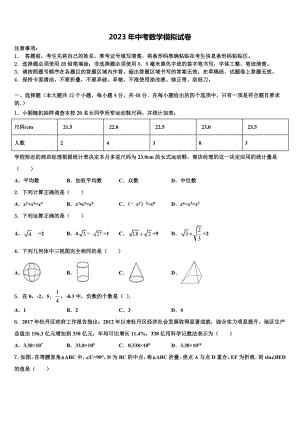 2022-2023学年江西省赣州大余县联考中考联考数学试卷含解析